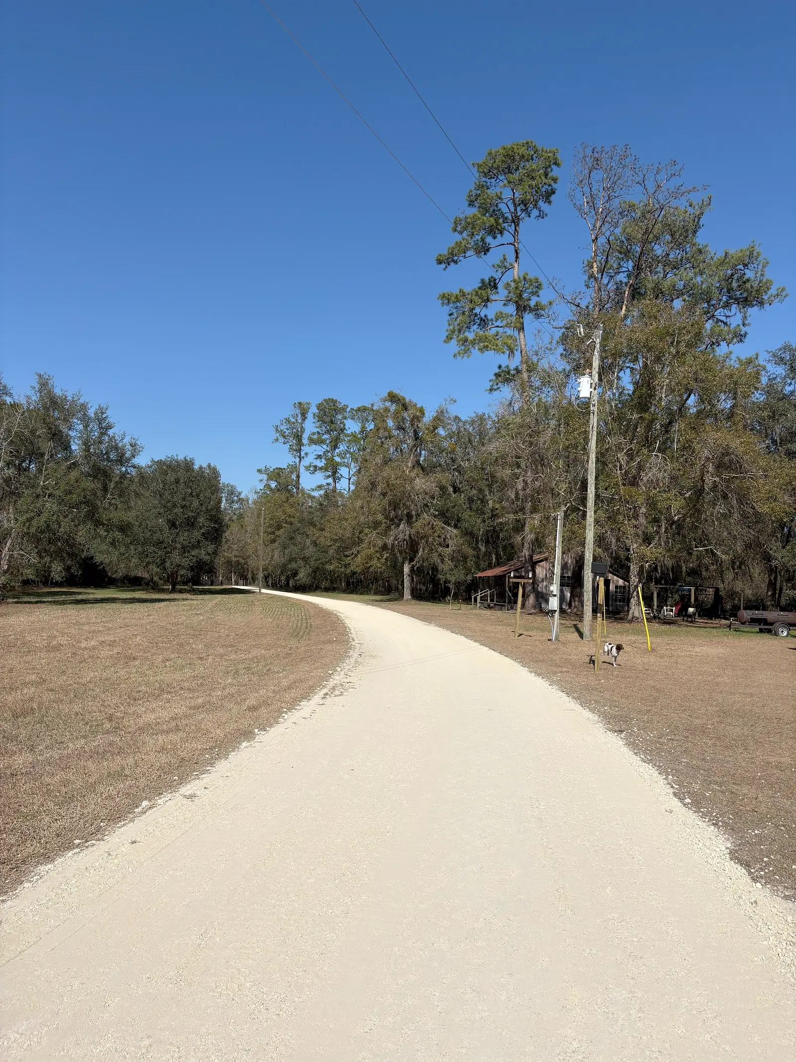 Finished limerock driveway installed by JGH Enterprises near Starke, Florida